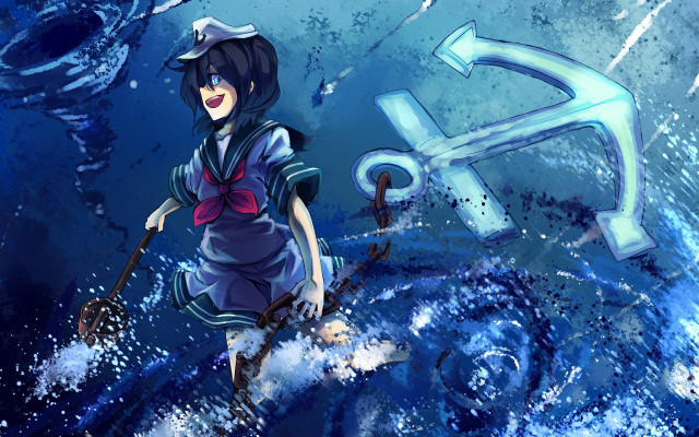 Sailor girl water boat anchor free wallpaper - medium preview image
