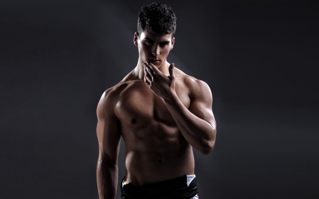 Athletic man topless male posing free wallpaper - medium preview image