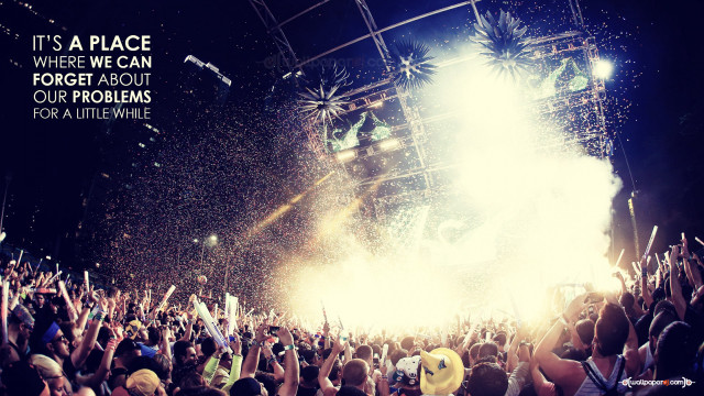 Crowd concert confetti quote celebration free wallpaper - medium preview image