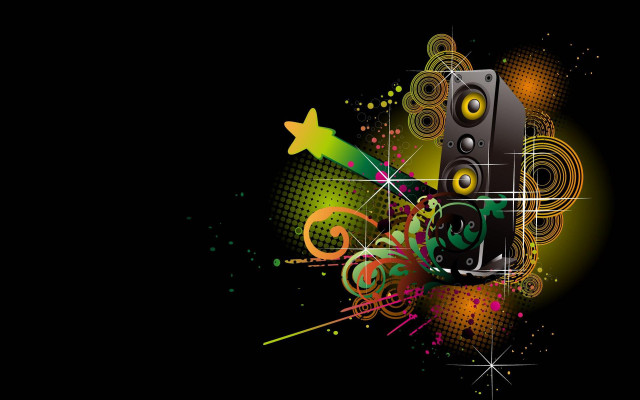 Black background speaker star design free wallpaper - medium preview image