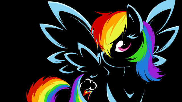 Rainbow colored pony black background free wallpaper - medium preview image