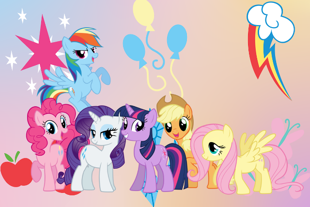 Little ponies pink background stars free wallpaper - medium preview image