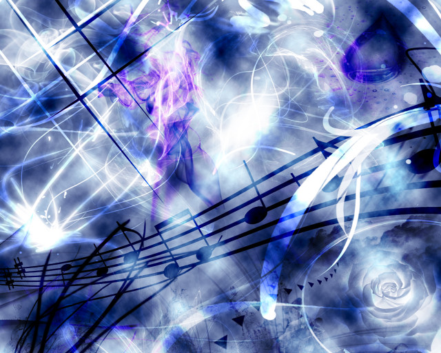 Blue white abstract music notes free wallpaper - medium preview image