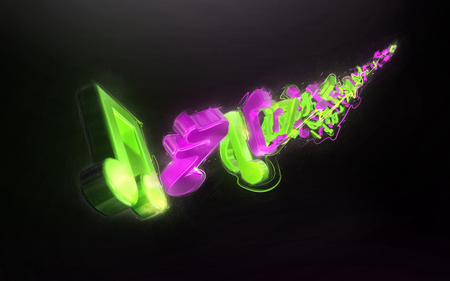 Neon glowing letters aa green free wallpaper - medium preview image