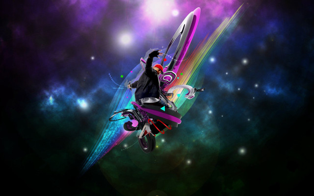 Man motorcycle air rainbow background #2 free wallpaper - medium preview image