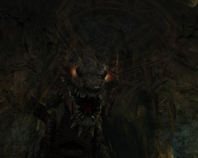 Demonic creature glowing eyes cave #2 free wallpaper - medium preview image
