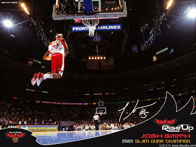 Basketball player jumping air crowd free wallpaper - medium preview image