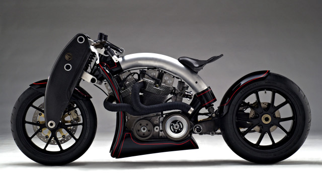 Motorcycle cyberpunk silver black red free wallpaper - medium preview image