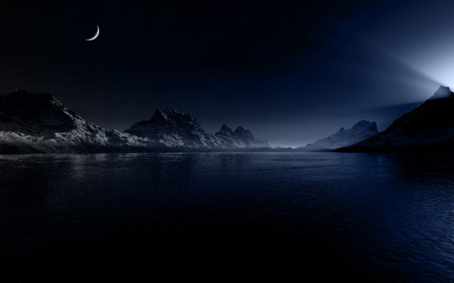 Dark night moon bright light free wallpaper - medium preview image
