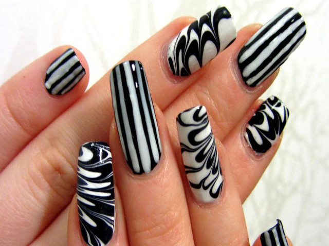 Woman hand black white nail free wallpaper - medium preview image