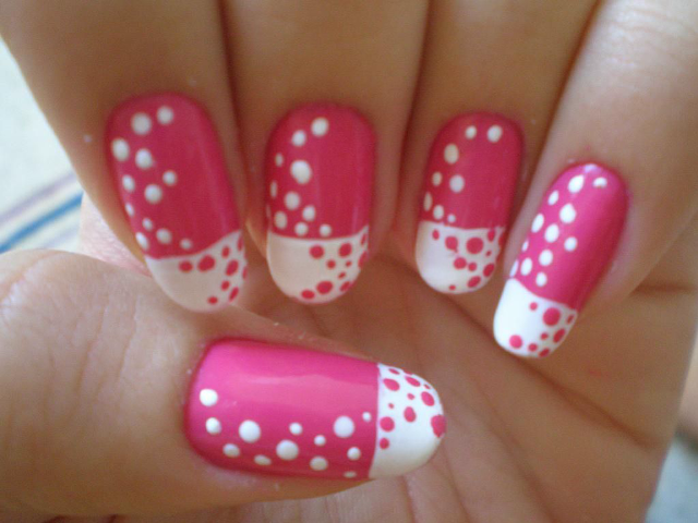 Pink white polka dot nail free wallpaper - medium preview image