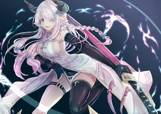 Woman sword hat lightning circle free wallpaper - medium preview image