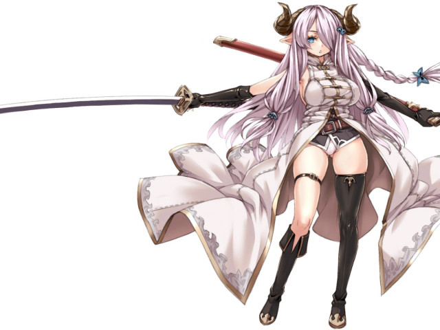 Woman horns sword dress skirt free wallpaper - medium preview image