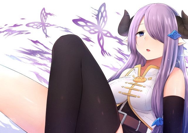 Purple hair butterflies sitting narmaya free wallpaper - medium preview image