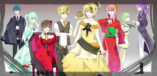 Anime characters group room staircase free wallpaper - medium preview image