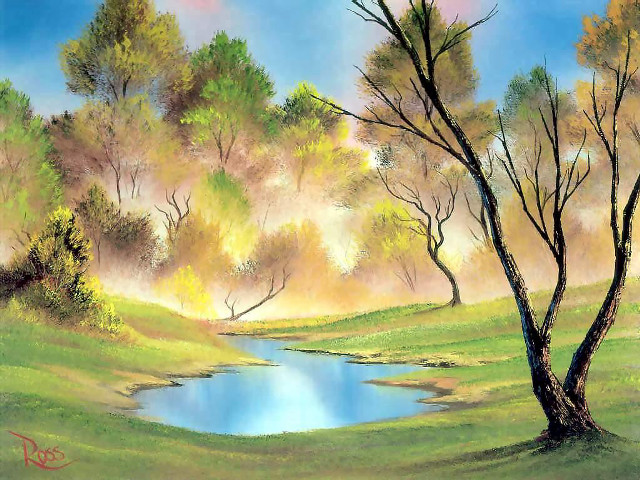 Pond green field trees grass free wallpaper - medium preview image