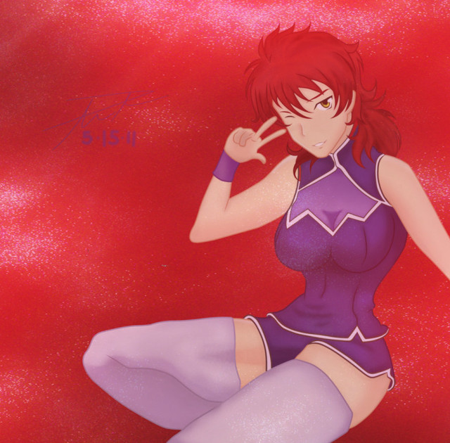 Purple outfit red background anime free wallpaper - medium preview image