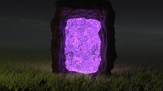 Large purple object grassy field free wallpaper - medium preview image