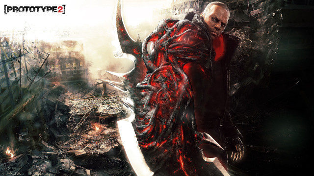 Man red suit sword city free wallpaper - medium preview image