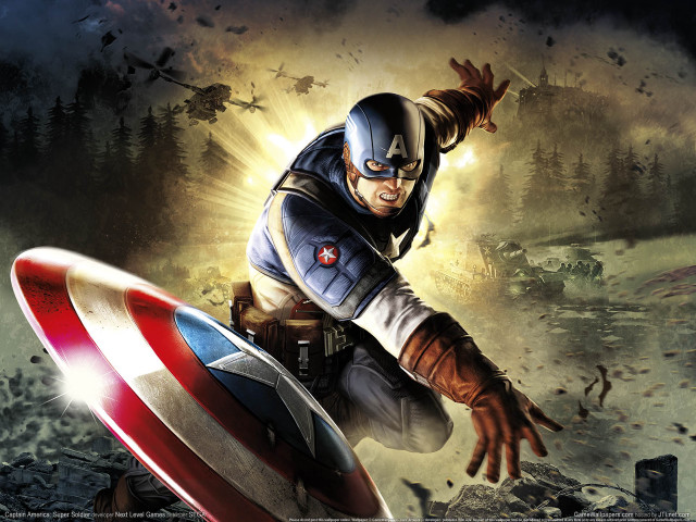 Captain america flying arms outstretched free wallpaper - medium preview image