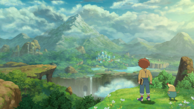 Boy girl hill river mountains free wallpaper - medium preview image