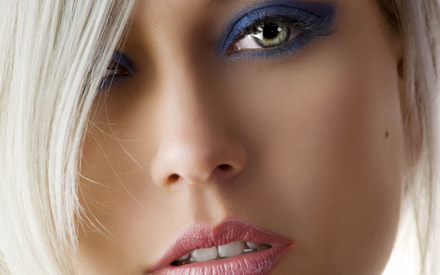 Woman blue makeup white hair free wallpaper - medium preview image