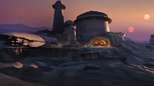 Futuristic building dome clock nighttime free wallpaper - medium preview image