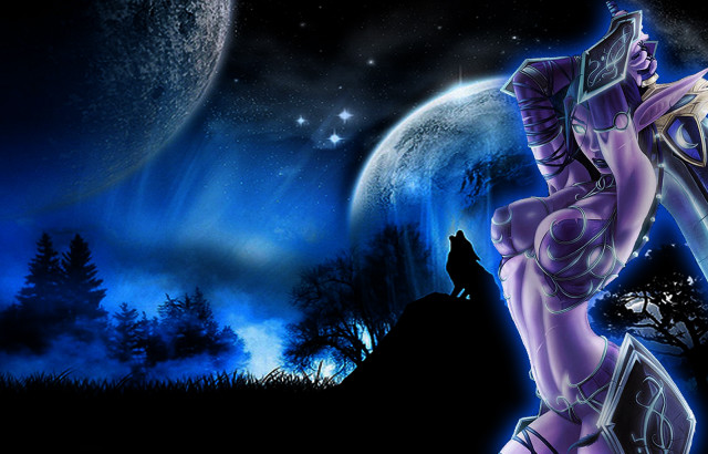 Woman purple sword full moon free wallpaper - medium preview image