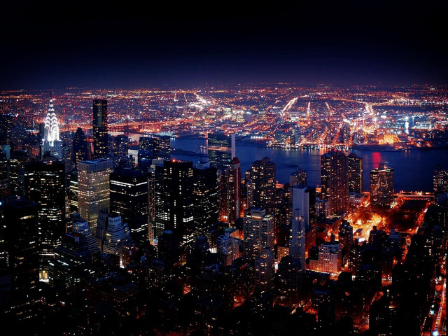 City night lights buildings water #5 free wallpaper - medium preview image
