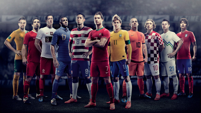 Soccer players line stadium flag free wallpaper - medium preview image