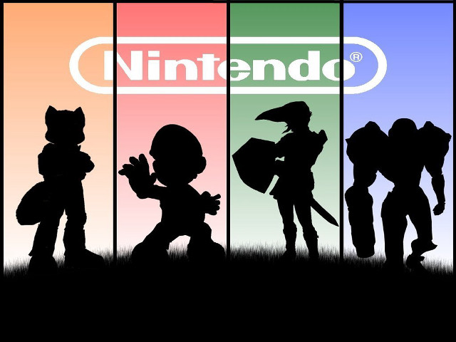 Silhouettes people nintendo logo rainbow free wallpaper - medium preview image