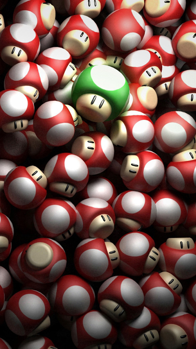 Green mushroom white red balls free wallpaper - medium preview image