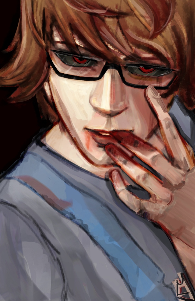Man glasses hand chin digital free wallpaper - medium preview image