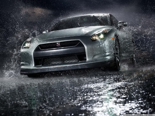 Car driving puddle rain night free wallpaper - medium preview image