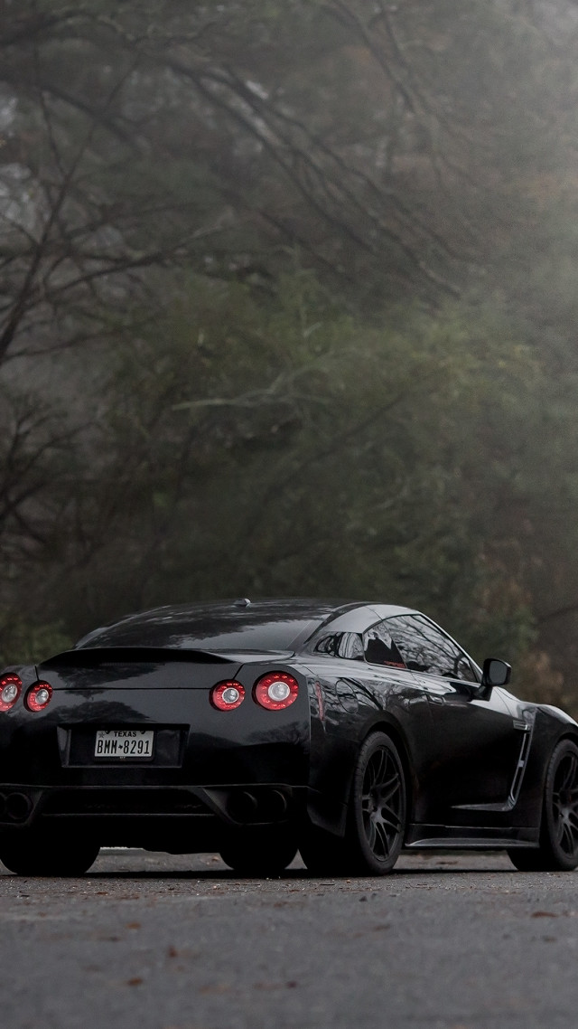 Black sports car foggy road free wallpaper - medium preview image