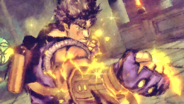 Man purple outfit yellow object free wallpaper - medium preview image