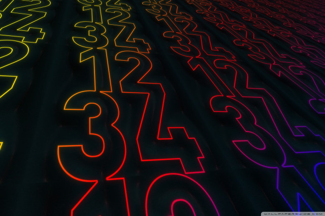 Neon numbers black background red free wallpaper - medium preview image