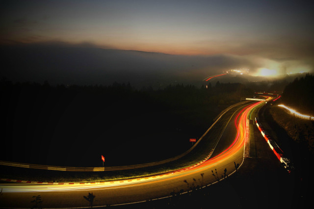 Highway night long exposure fog free wallpaper - medium preview image