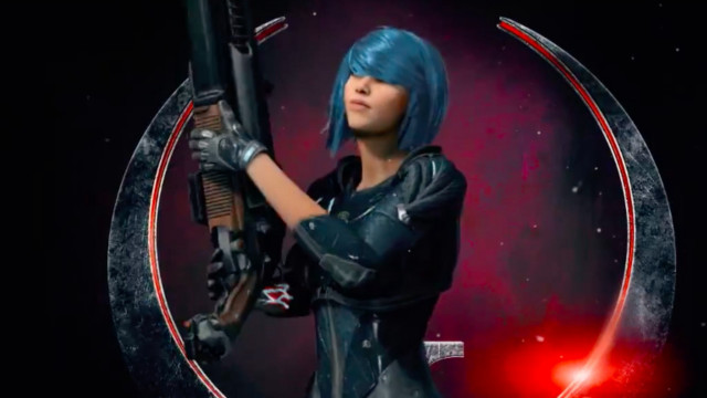 Woman gun space background stars free wallpaper - medium preview image