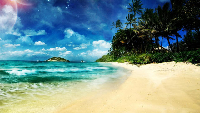 Beach star filled sky ocean free wallpaper - medium preview image