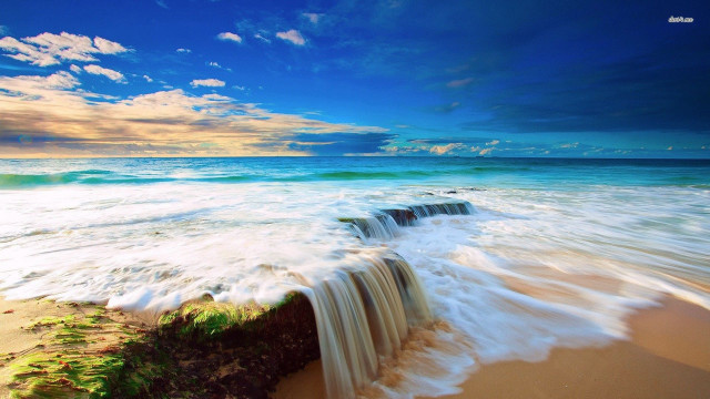 Waterfall ocean beach waves crashing free wallpaper - medium preview image