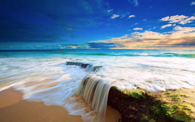 Waterfall ocean beach waves crashing #2 free wallpaper - medium preview image