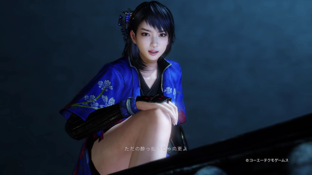 Woman blue kimono piano dark free wallpaper - medium preview image
