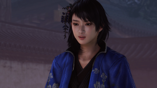 Woman blue jacket black top free wallpaper - medium preview image