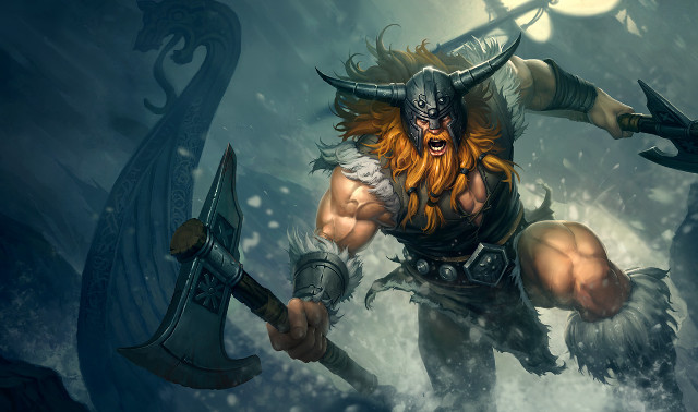 Horned man axe sword warrior free wallpaper - medium preview image