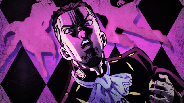 Surprised man purple background checkered free wallpaper - medium preview image