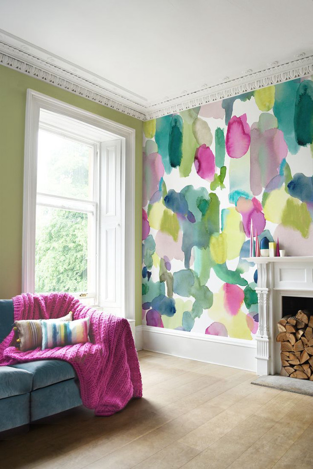 Living room couch fireplace colorful free wallpaper - medium preview image