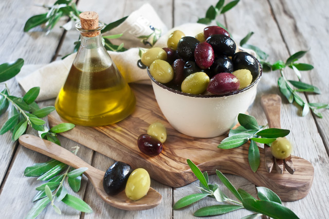 Bowl olives olive oil wooden #2 free wallpaper - medium preview image