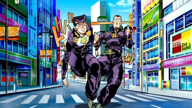 Anime characters running city street free wallpaper - medium preview image