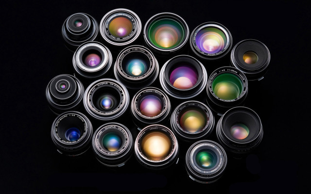 Colored lenses black background group free wallpaper - medium preview image